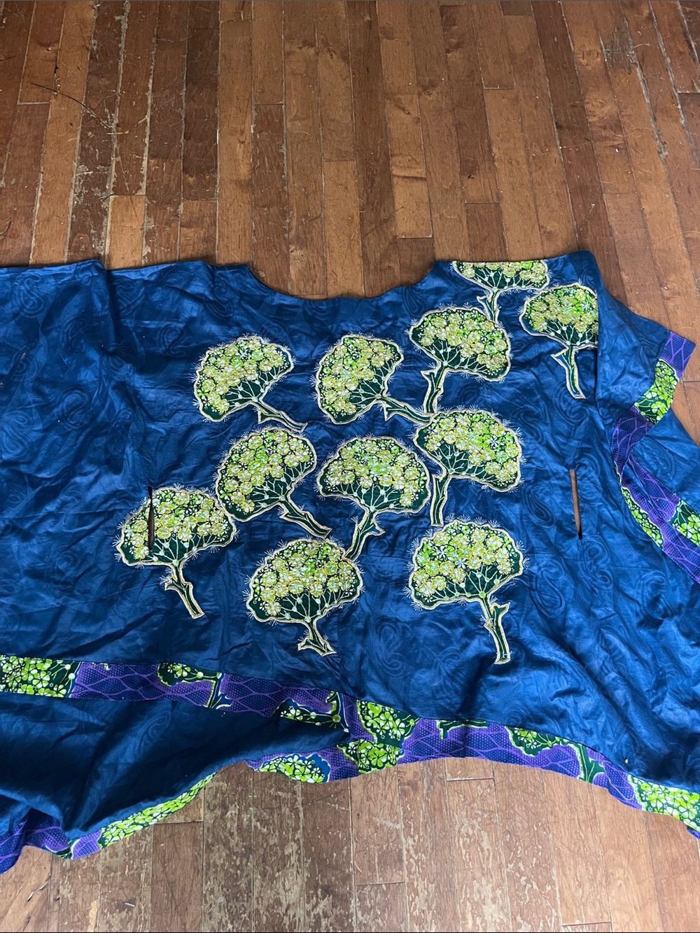 Blue Floral Tree Embroidered Women's Blouse